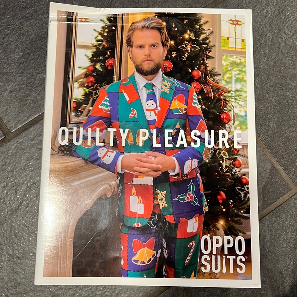 Opposuits Christmas Quilty Pleasure Suit Men’s size 36